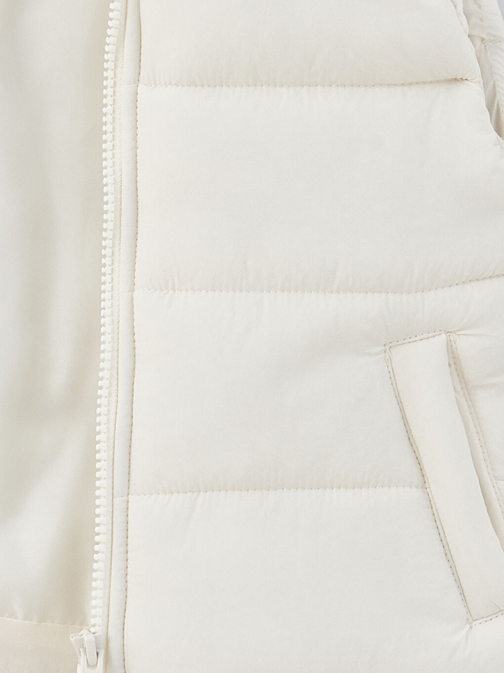 Ekru Dik Yaka Basic Kız Bebek Şişme Yelek-3