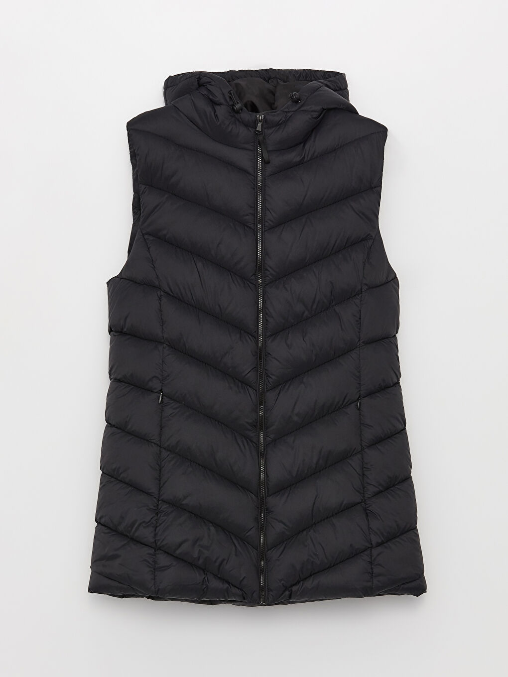 Vestă matlasată simplă cu glugă pentru femei-6