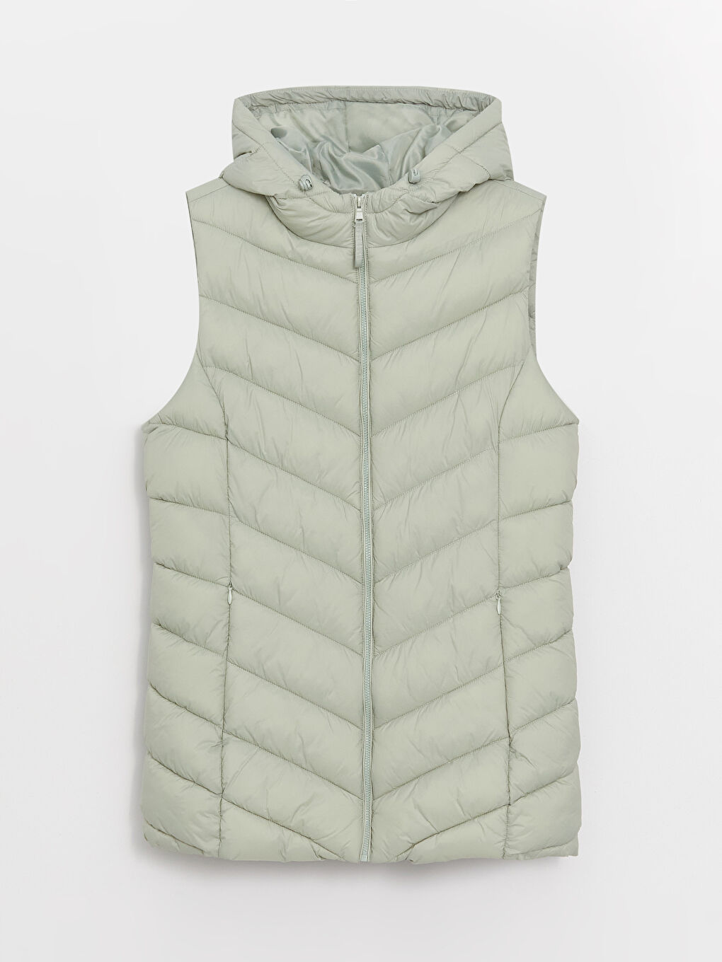 Vestă matlasată simplă cu glugă pentru femei-6