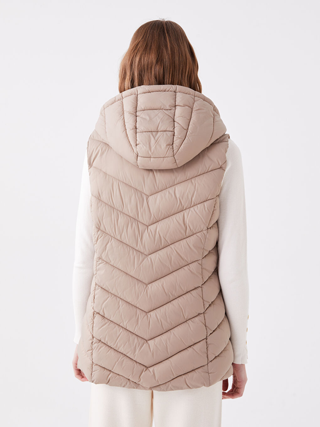 Women's Hooded Plain Puffer Gilet-5