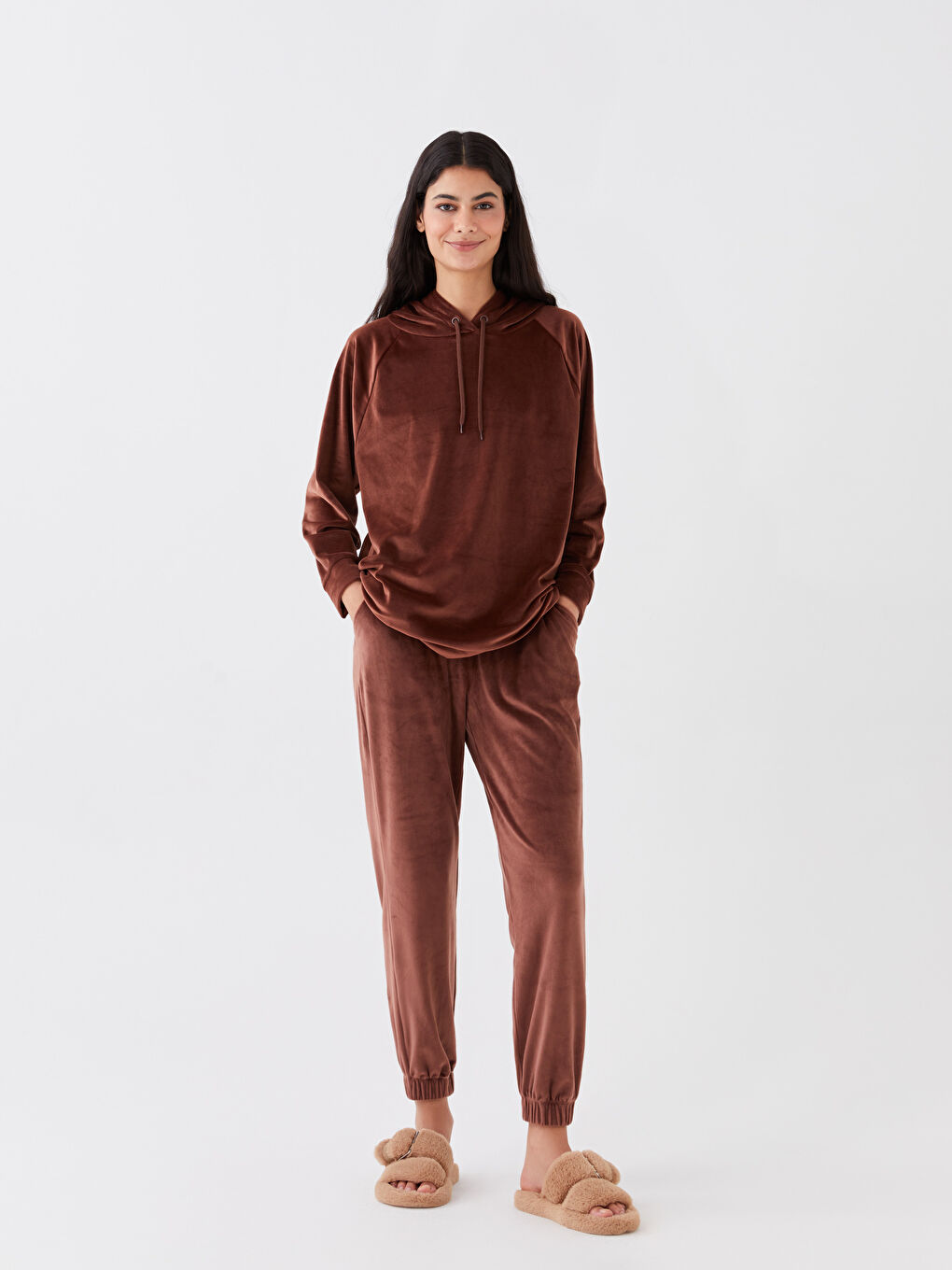 LCW DREAM Bas de pyjama jogger en velours uni à taille élastiquée pour Femmes -W30249Z8-HFD