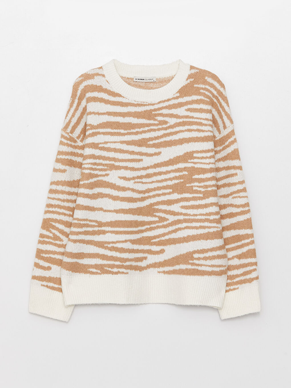 LCWAIKIKI Basic Crew Neck Patterned Long Sleeve Women's Knitwear Sweater -W30286Z8-LKM