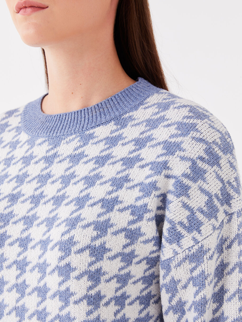 LCWAIKIKI Basic Crew Neck Patterned Long Sleeve Women's Knitwear Sweater -W30287Z8-MHY