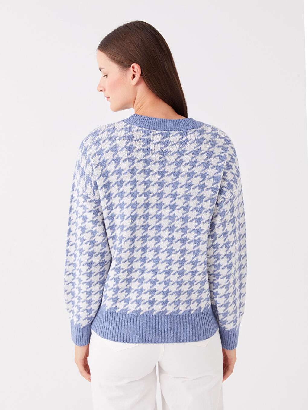 LCWAIKIKI Basic Crew Neck Patterned Long Sleeve Women's Knitwear Sweater -W30287Z8-MHY