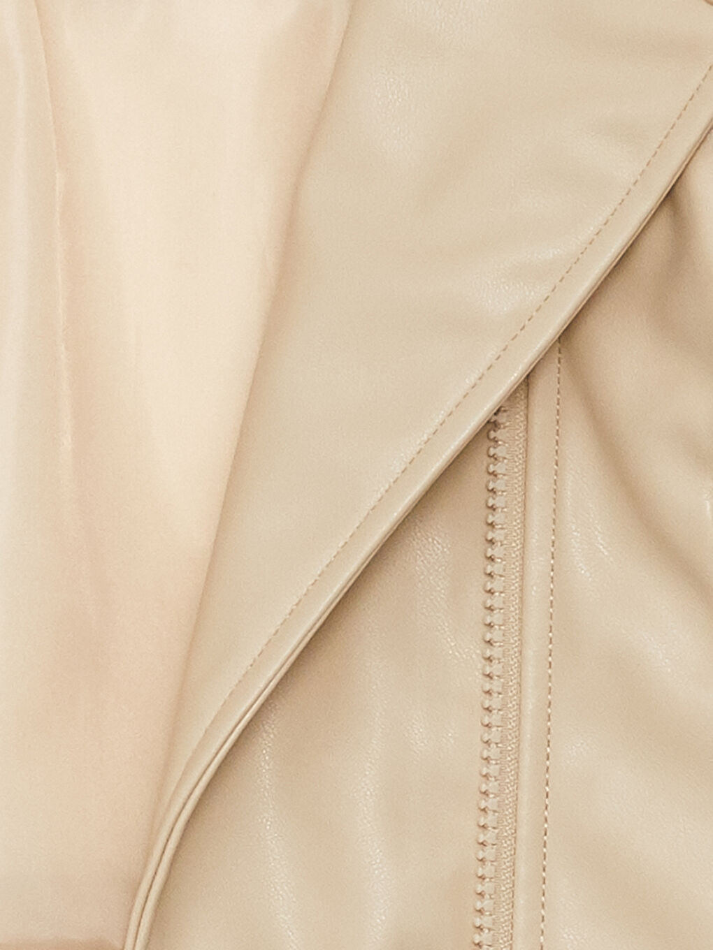 Bej Uzun Kollu Kız Bebek Deri Görünümlü Ceket-2