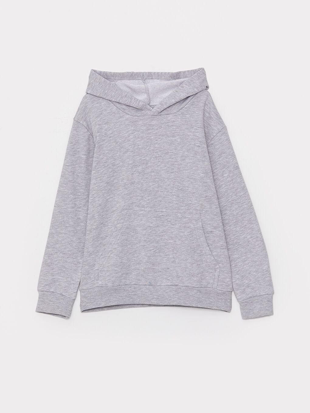 LCW Kids Gri Melanj Kapüşonlu Basic Uzun Kollu Erkek Çocuk Sweatshirt