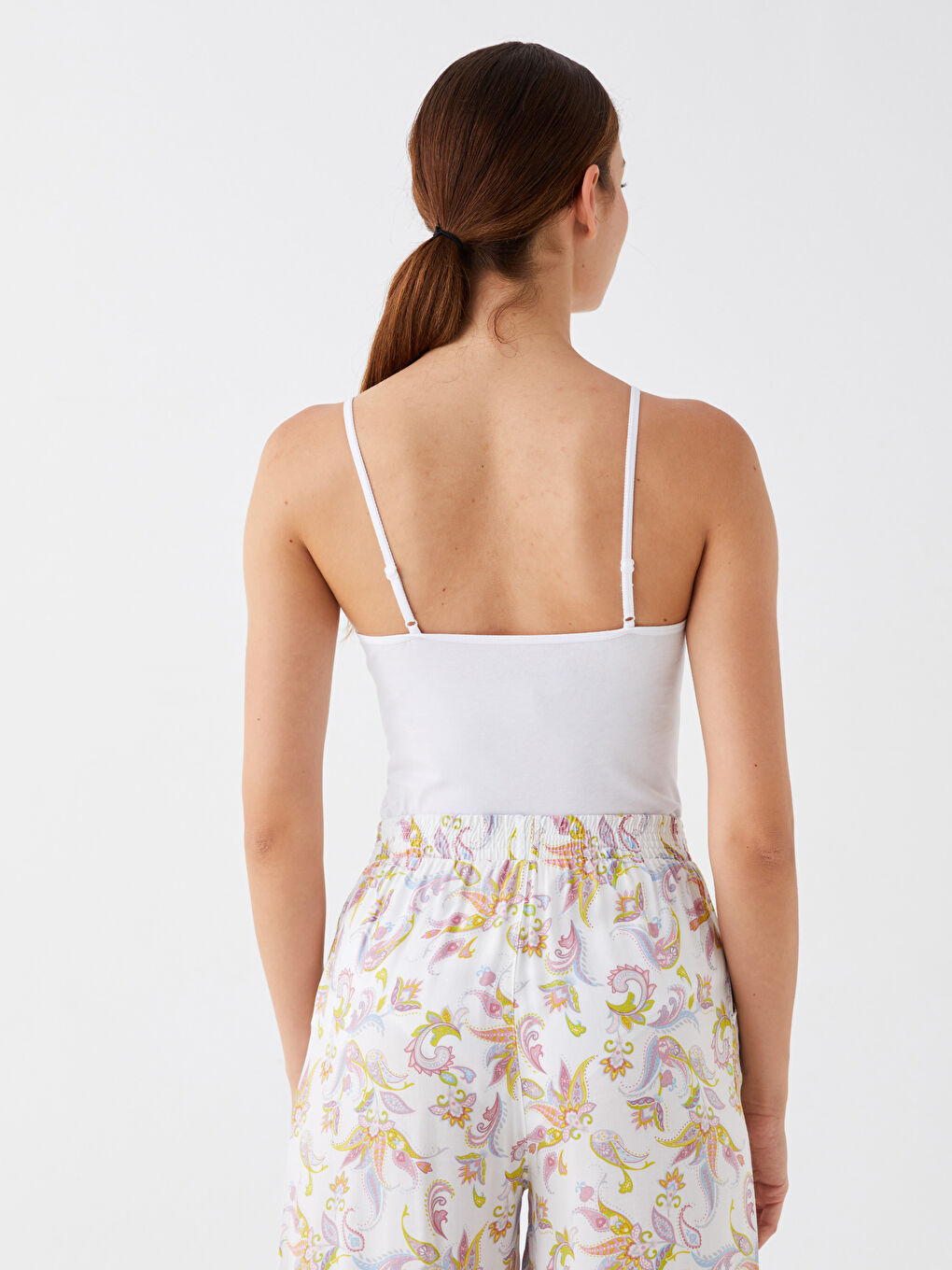 U Neck Plain Strappy Women's Snap Bodysuit-4