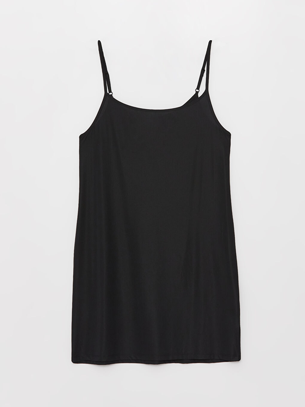 Siyah Kadın U Yaka Askılı Düz Jüpon