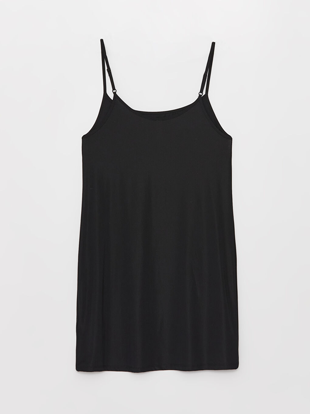 Siyah Kadın U Yaka Askılı Düz Jüpon-1