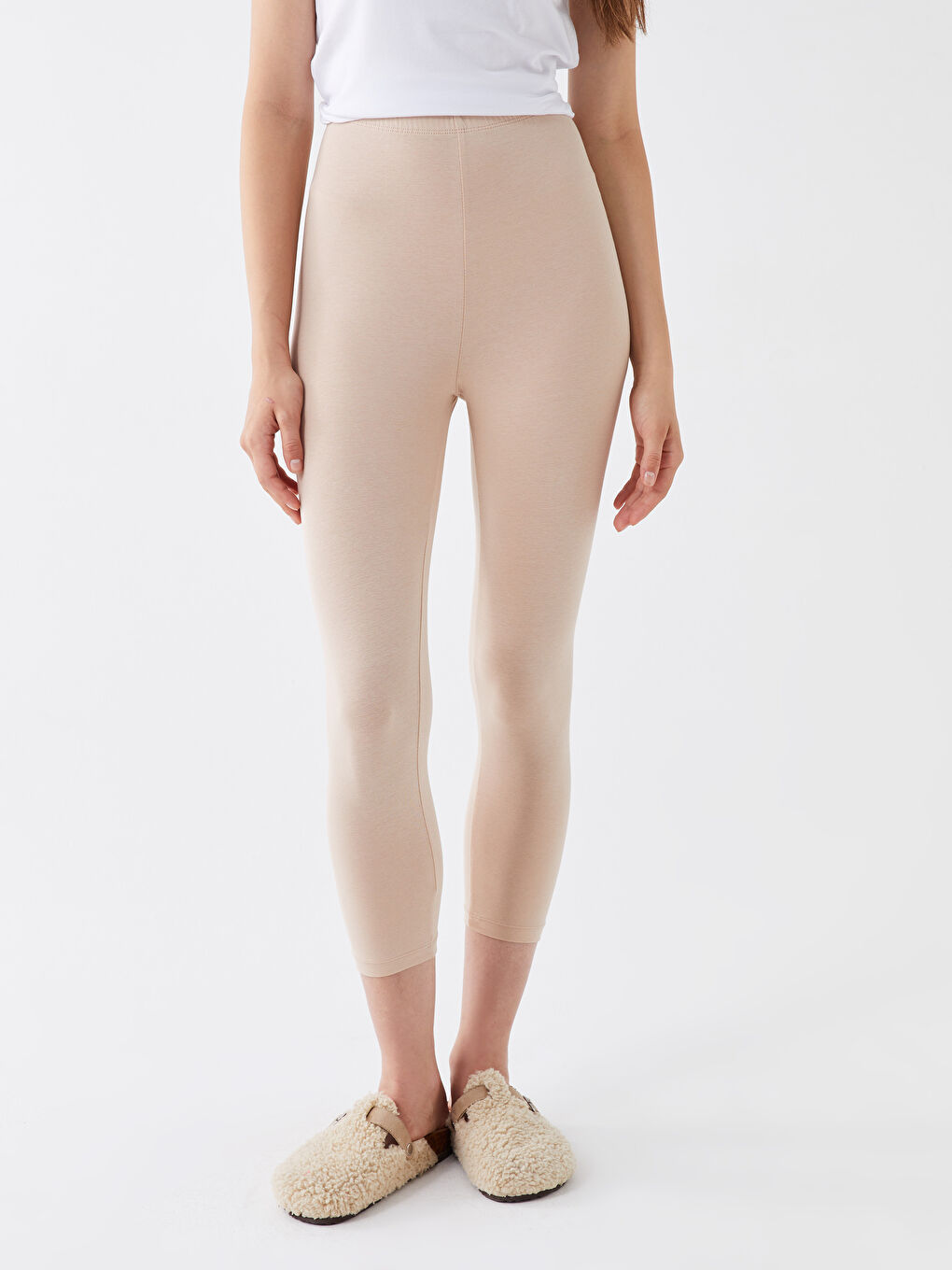 Pembe Kadın Beli Lastikli Düz İçlik Tayt-2