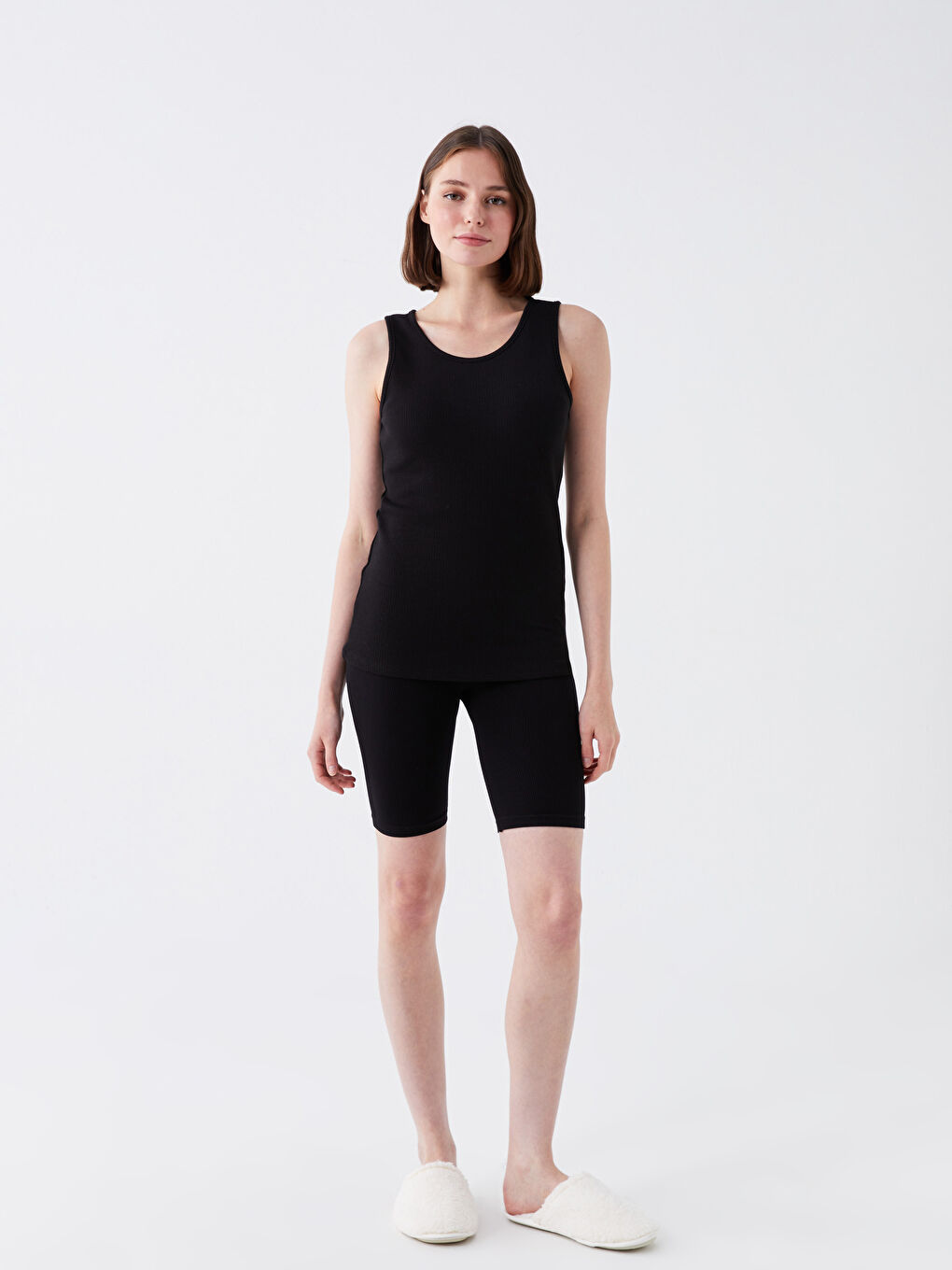 Women's Crew Neck Plain Tank Top-2