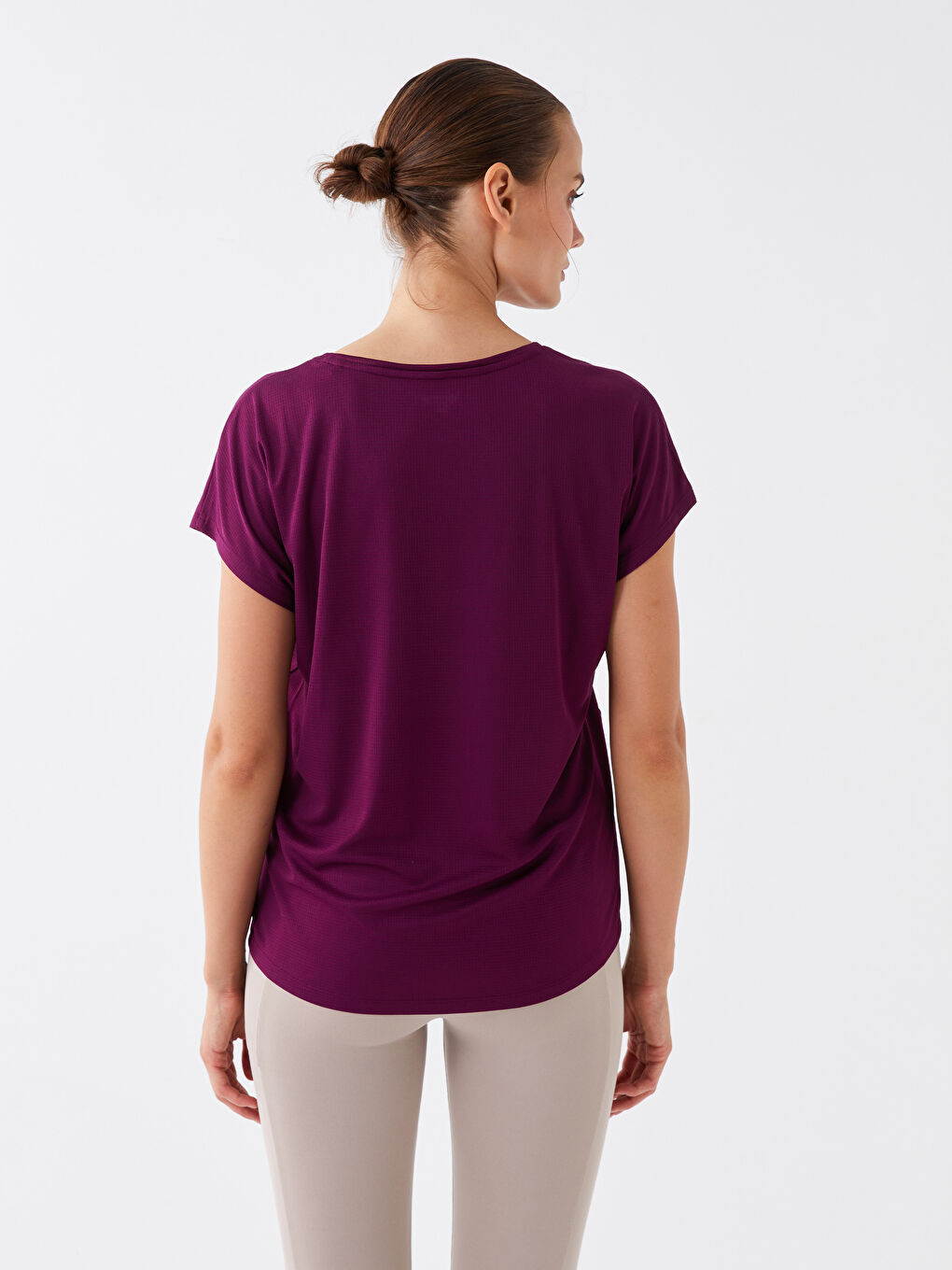 تي شيرت نساء كم قصير بسيط كول مدور-4