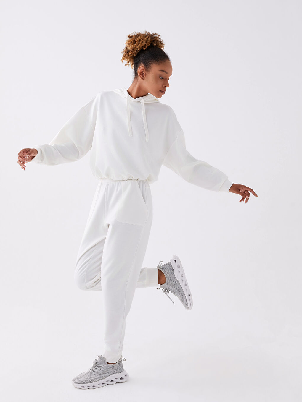Women's Elasticated Waist Plain Jogger Sweatpants -W30436Z8-FDU