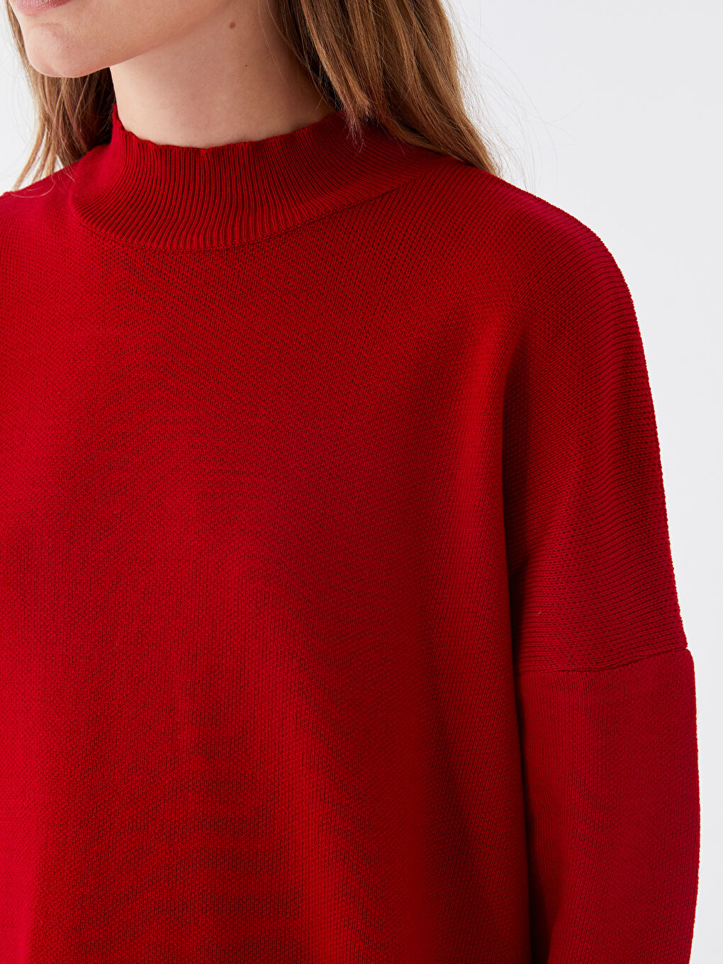 Half Turtleneck Oversize Women's Knitwear Tunic -W30450Z8-VAD