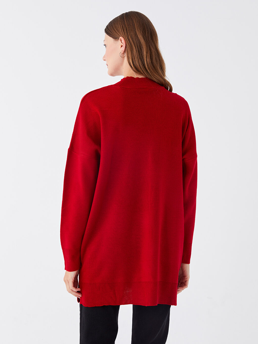Half Turtleneck Oversize Women's Knitwear Tunic -W30450Z8-VAD
