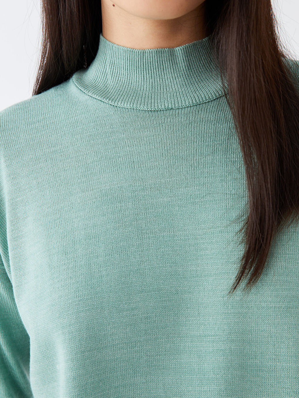 Half Turtleneck Plain Long Sleeve Women's Knitwear Tunic -W30451Z8-VG5