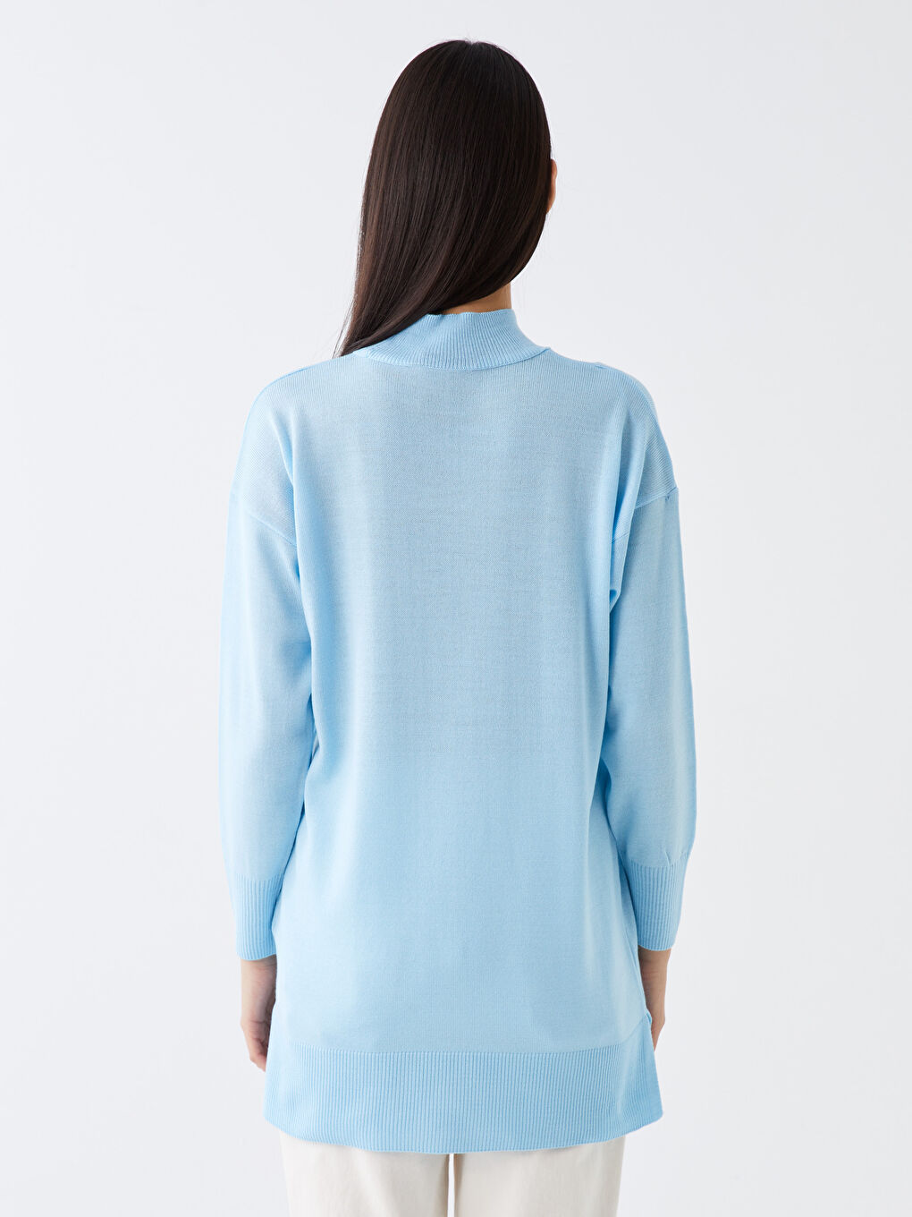 Half Turtleneck Plain Long Sleeve Women's Knitwear Tunic -W30451Z8-VJZ