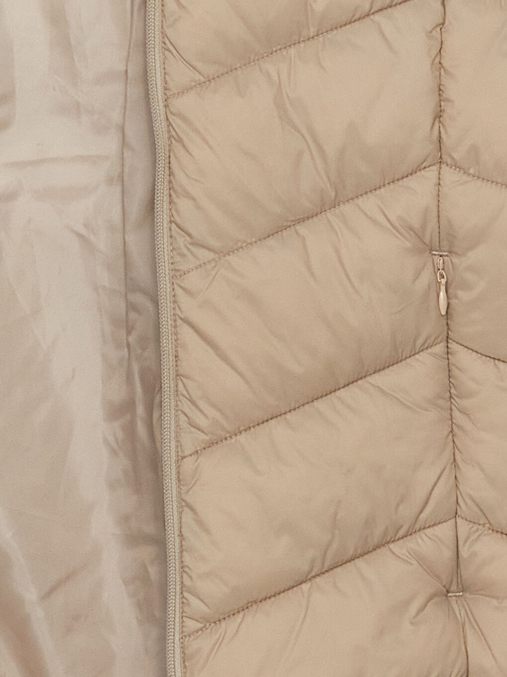 Bej Kadın Kapüşonlu Düz Şişme Mont-8