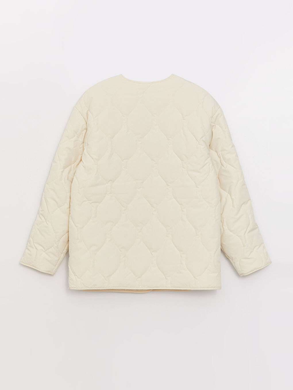 Crew Neck Self-Patterned Women's Puffer Coat-7