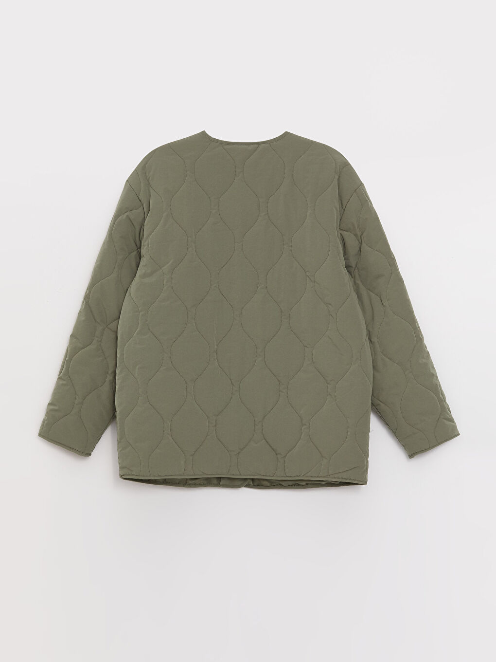 Crew Neck Self-Patterned Women's Puffer Coat-7