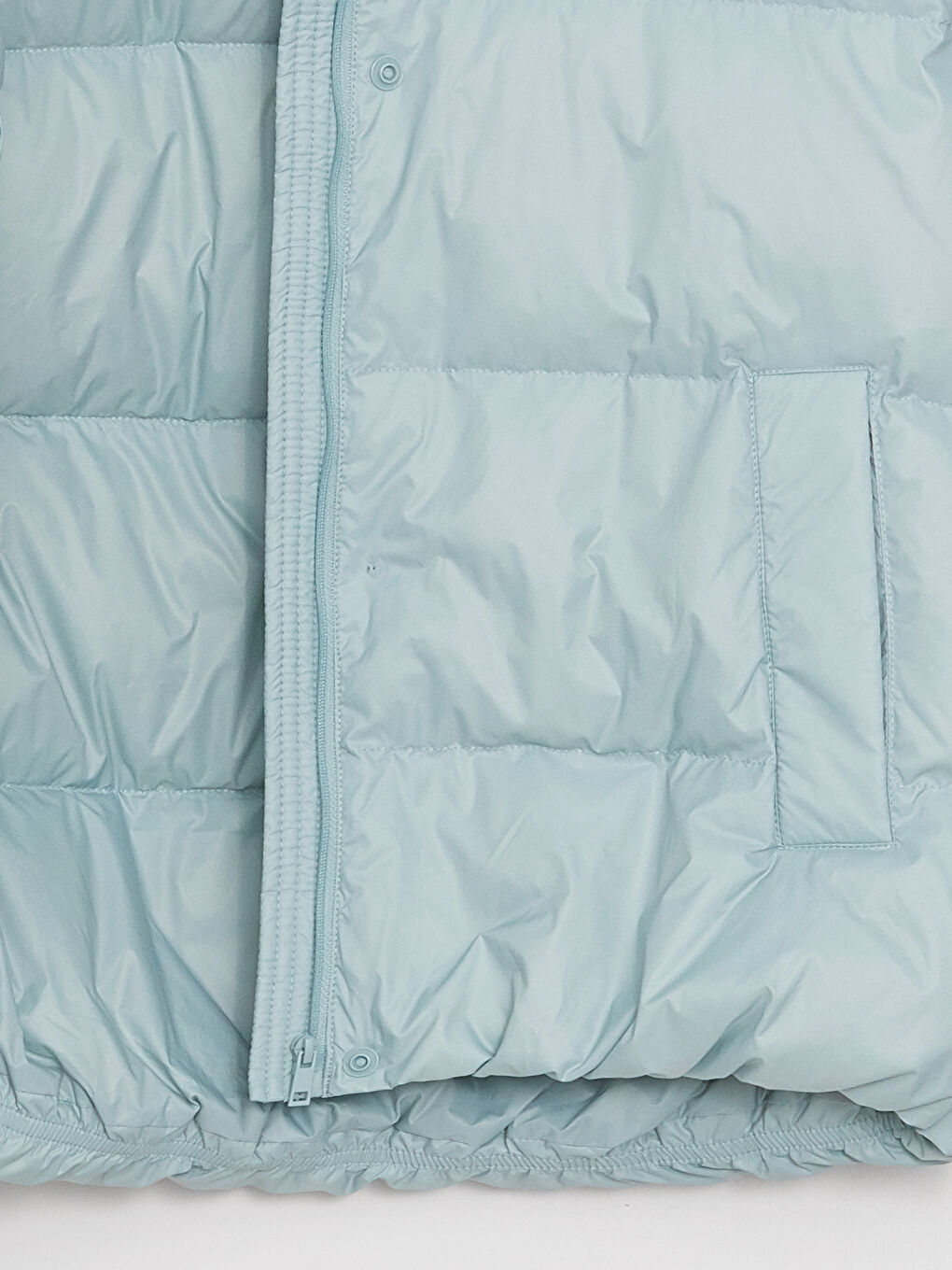 ياقة قمع كم طويل عادي معطف منتفخ للسيدات-8