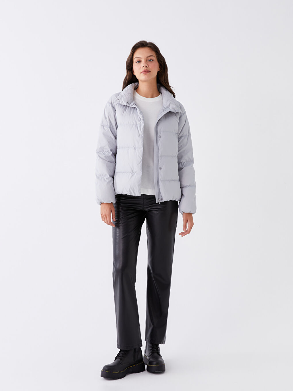 Turtle Neck Regular Long Sleeve Women's Puffer-2