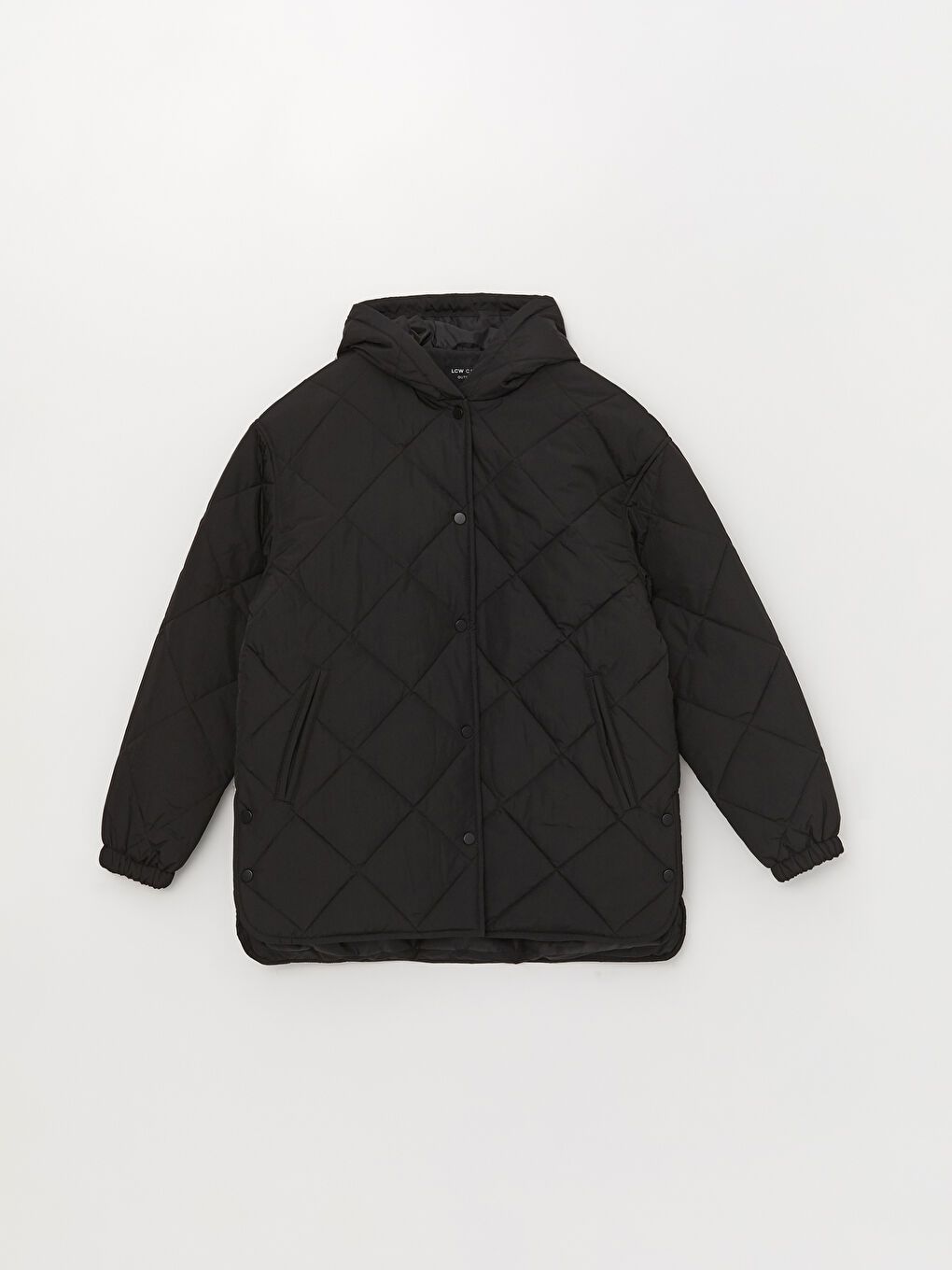 Siyah Kapüşonlu Kapitone Kadın Şişme Mont-6