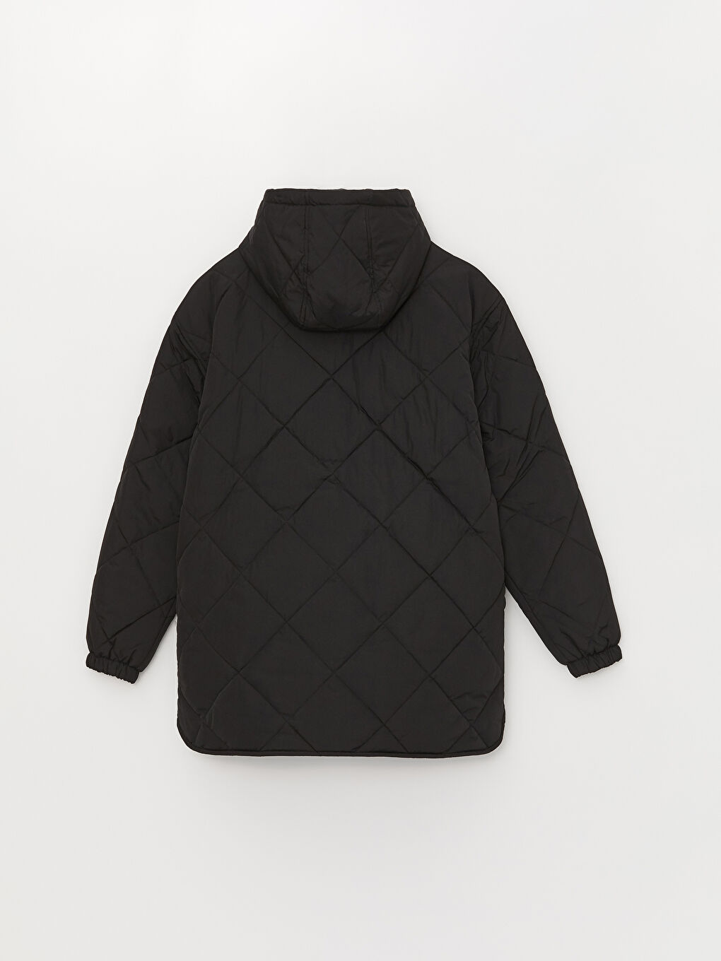 Siyah Kapüşonlu Kapitone Kadın Şişme Mont-7