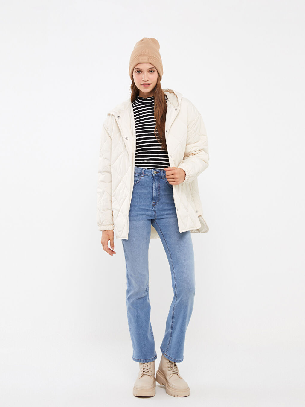 Hooded Quilted Women's Puffer Coat-1