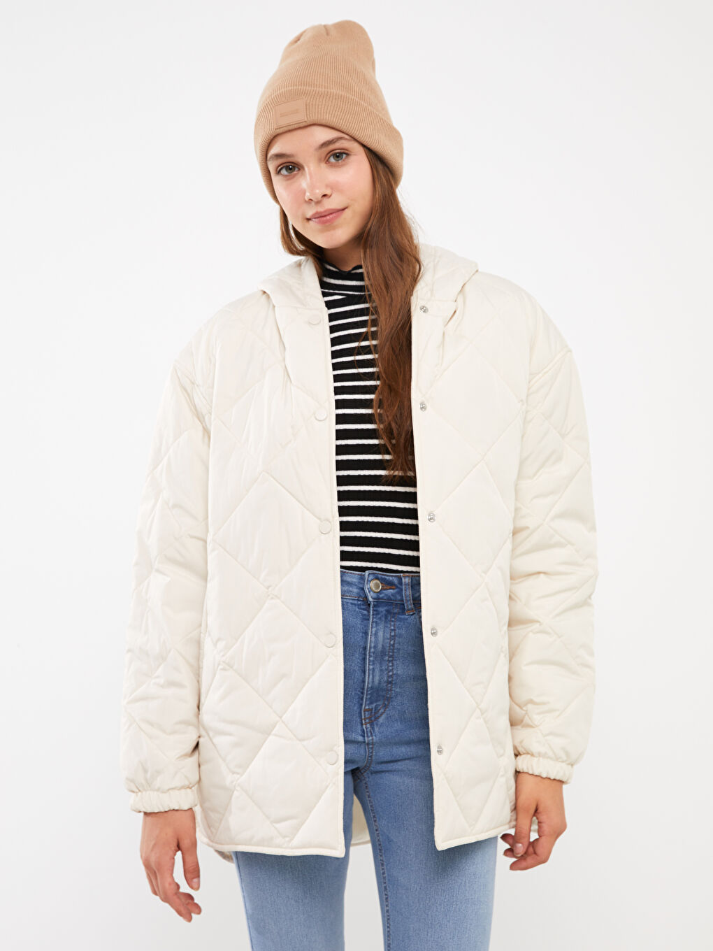 Hooded Quilted Women's Puffer Coat-2