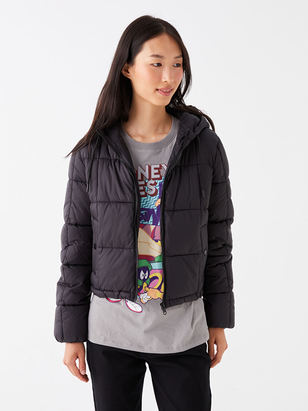 LCW Vision Women's Hooded Plain Puffer Coat -W30463Z8-CVL