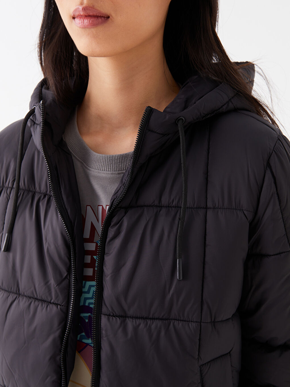 LCW Vision Women's Hooded Plain Puffer Coat -W30463Z8-CVL