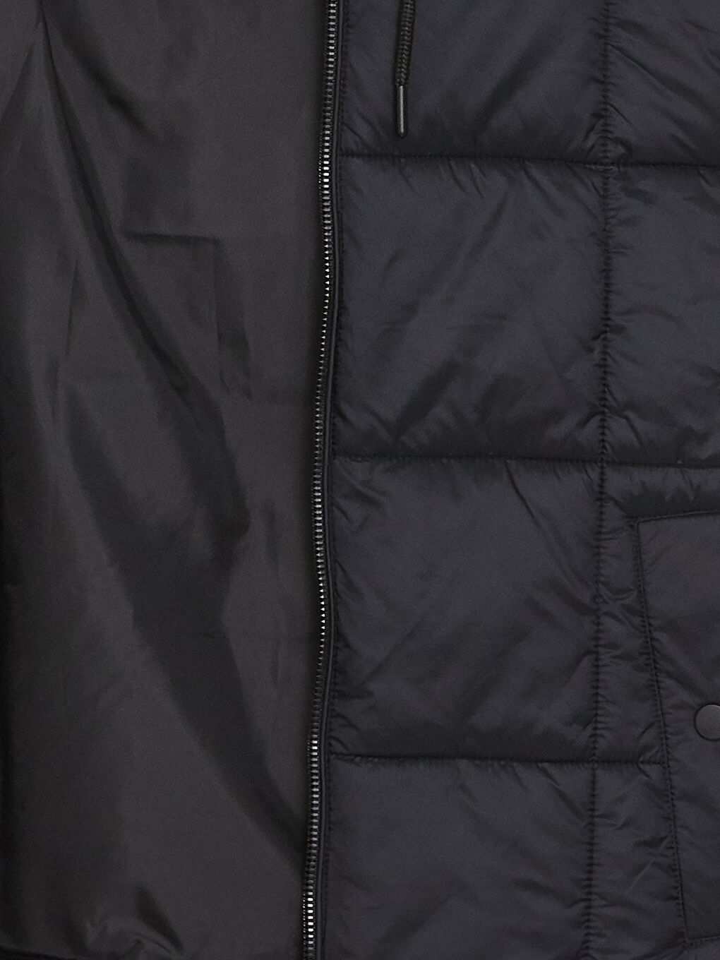 Siyah Kadın Kapüşonlu Düz Şişme Mont-8