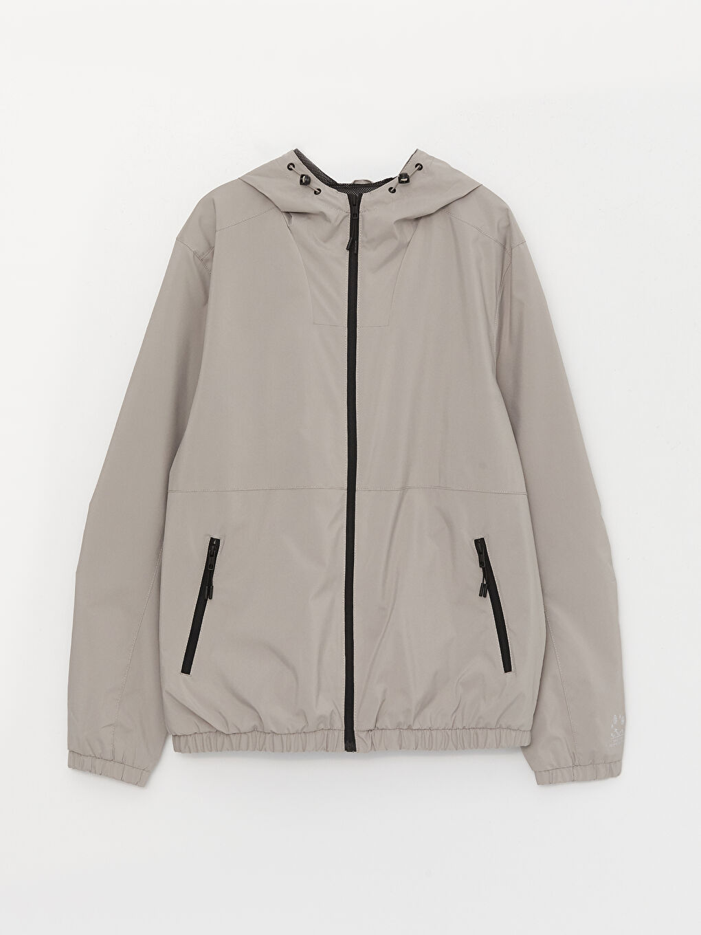 Bej Standart Kalıp Kapüşonlu Erkek Yağmurluk-6