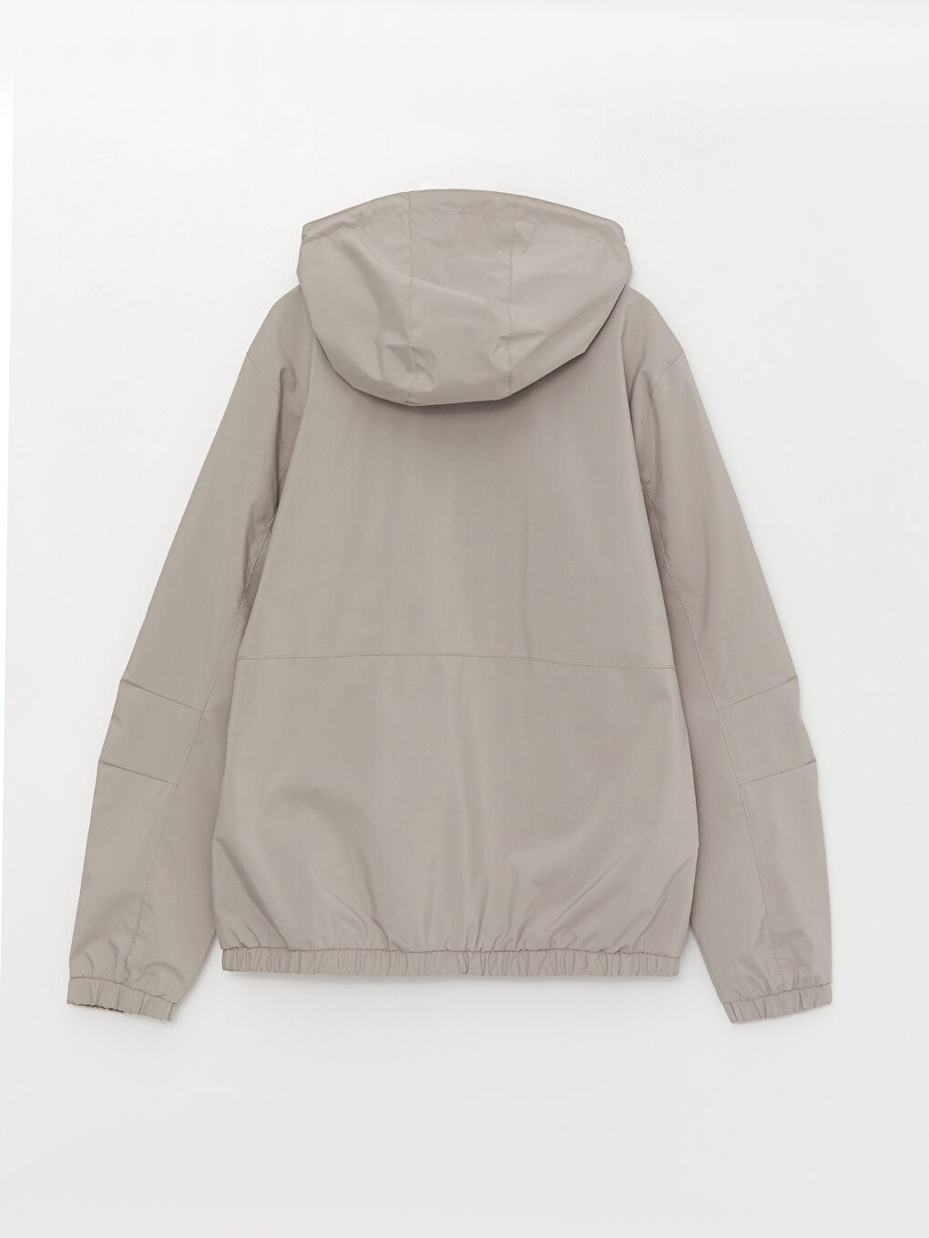 Bej Standart Kalıp Kapüşonlu Erkek Yağmurluk-7