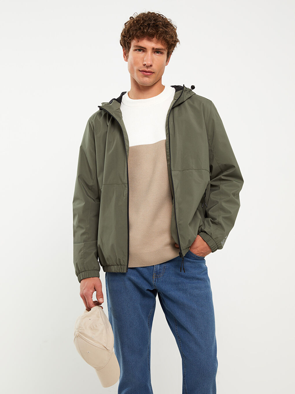 Дождевик с капюшоном стандартного кроя для мужчин-1