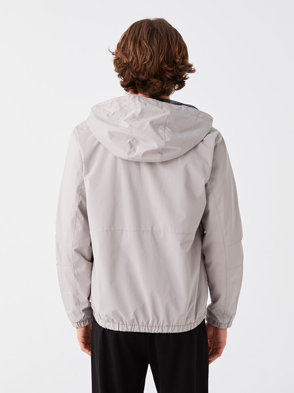 Bej Regular Fit Kapüşonlu Erkek Yağmurluk-4