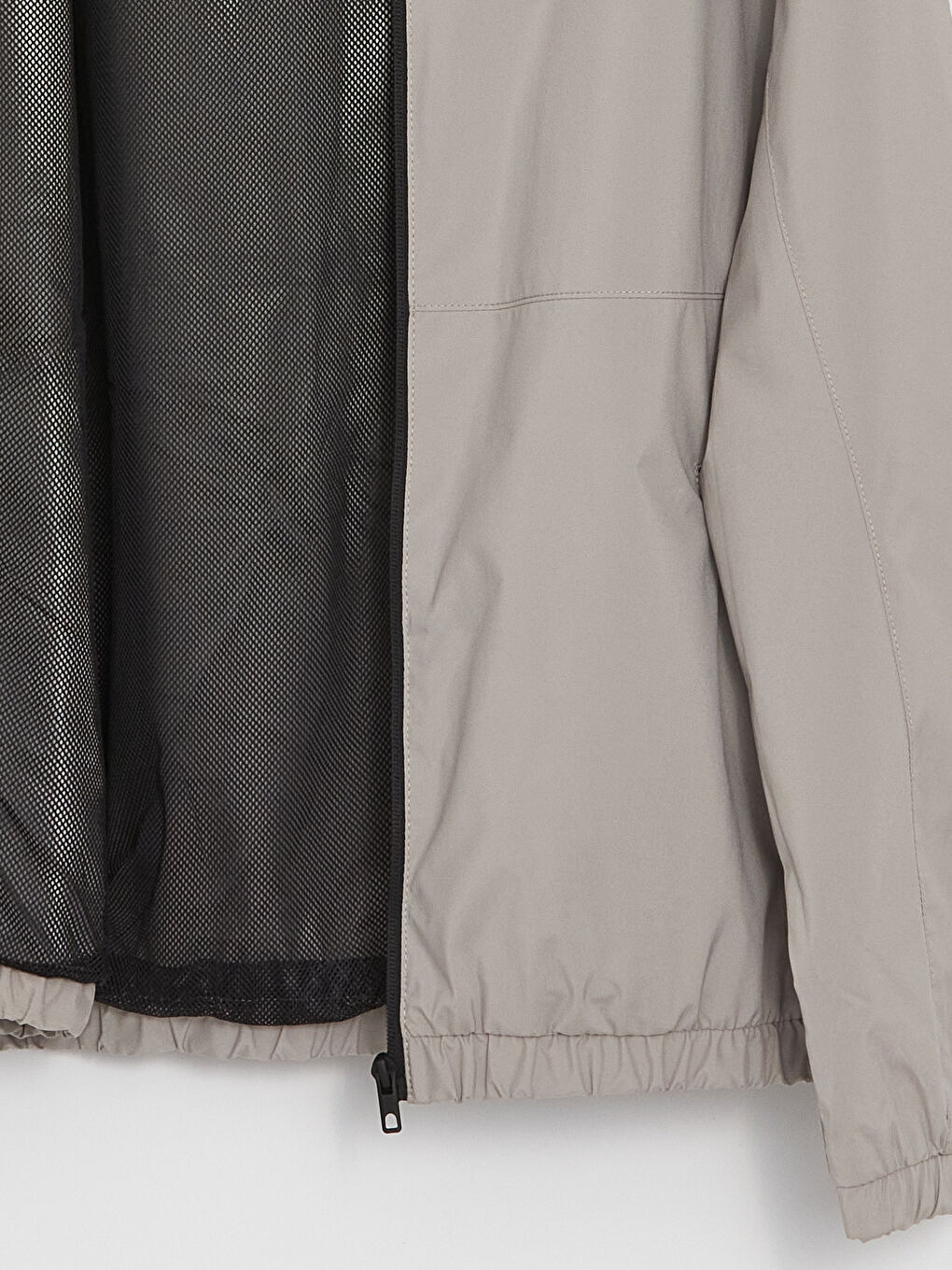 Bej Regular Fit Kapüşonlu Erkek Yağmurluk-7