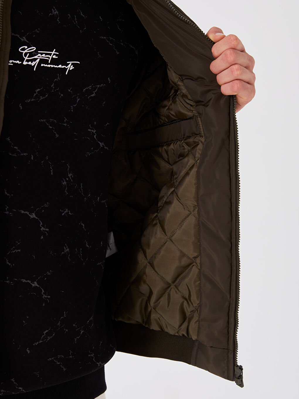 Haki Rahat Kalıp Kolej Yaka Bomber Erkek Mont-4