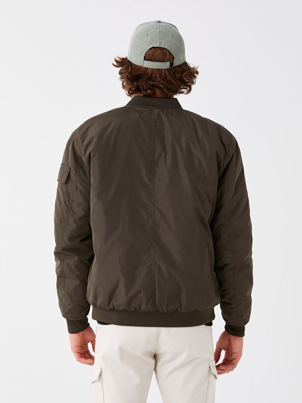 Haki Rahat Kalıp Kolej Yaka Bomber Erkek Mont-5