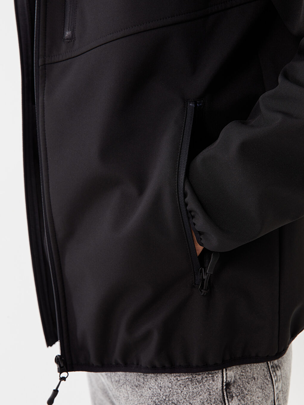 Siyah Standart Kalıp Kapüşonlu Erkek Mont-3