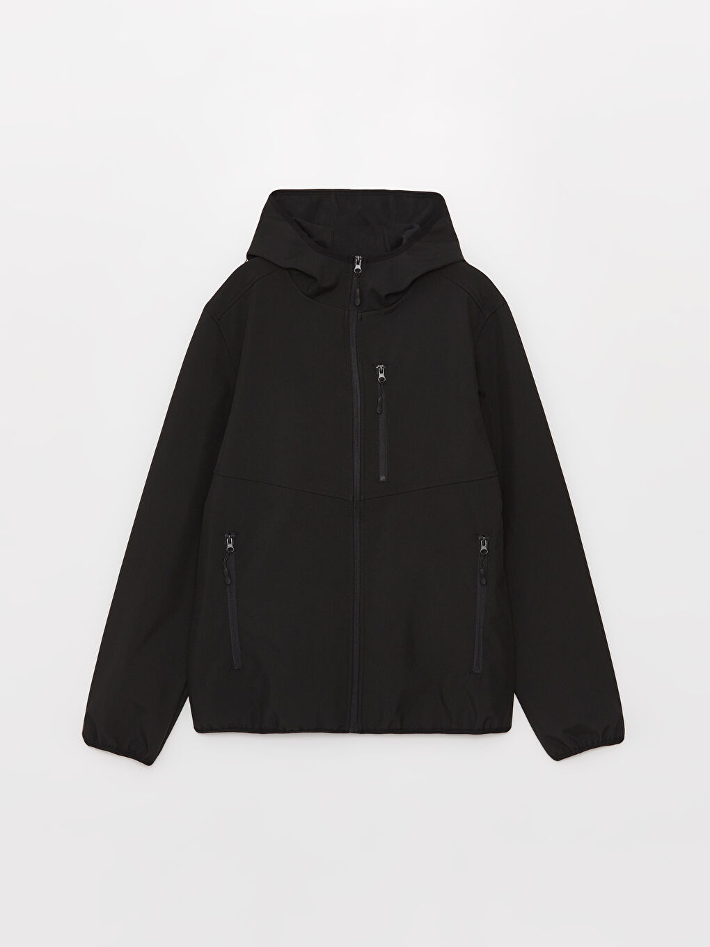 Siyah Standart Kalıp Kapüşonlu Erkek Mont-5