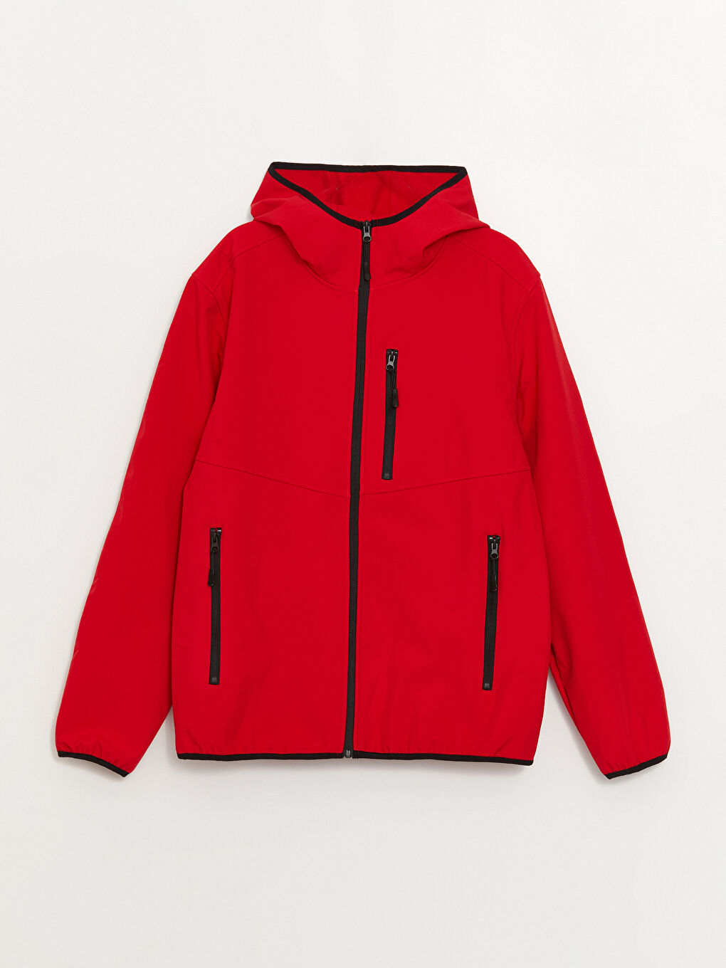 Kırmızı Standart Kalıp Kapüşonlu Erkek Mont-7