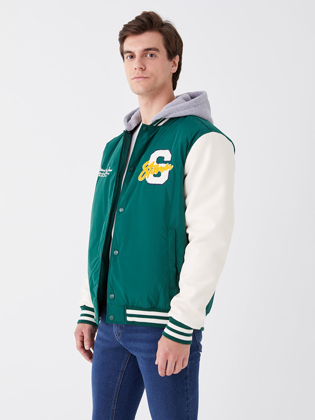 XSIDE Standard Fit College-Kragen Herren-Bomberjacke -W30496Z8-VAN