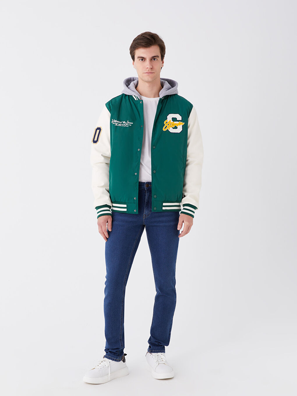 XSIDE Standard Fit College-Kragen Herren-Bomberjacke -W30496Z8-VAN