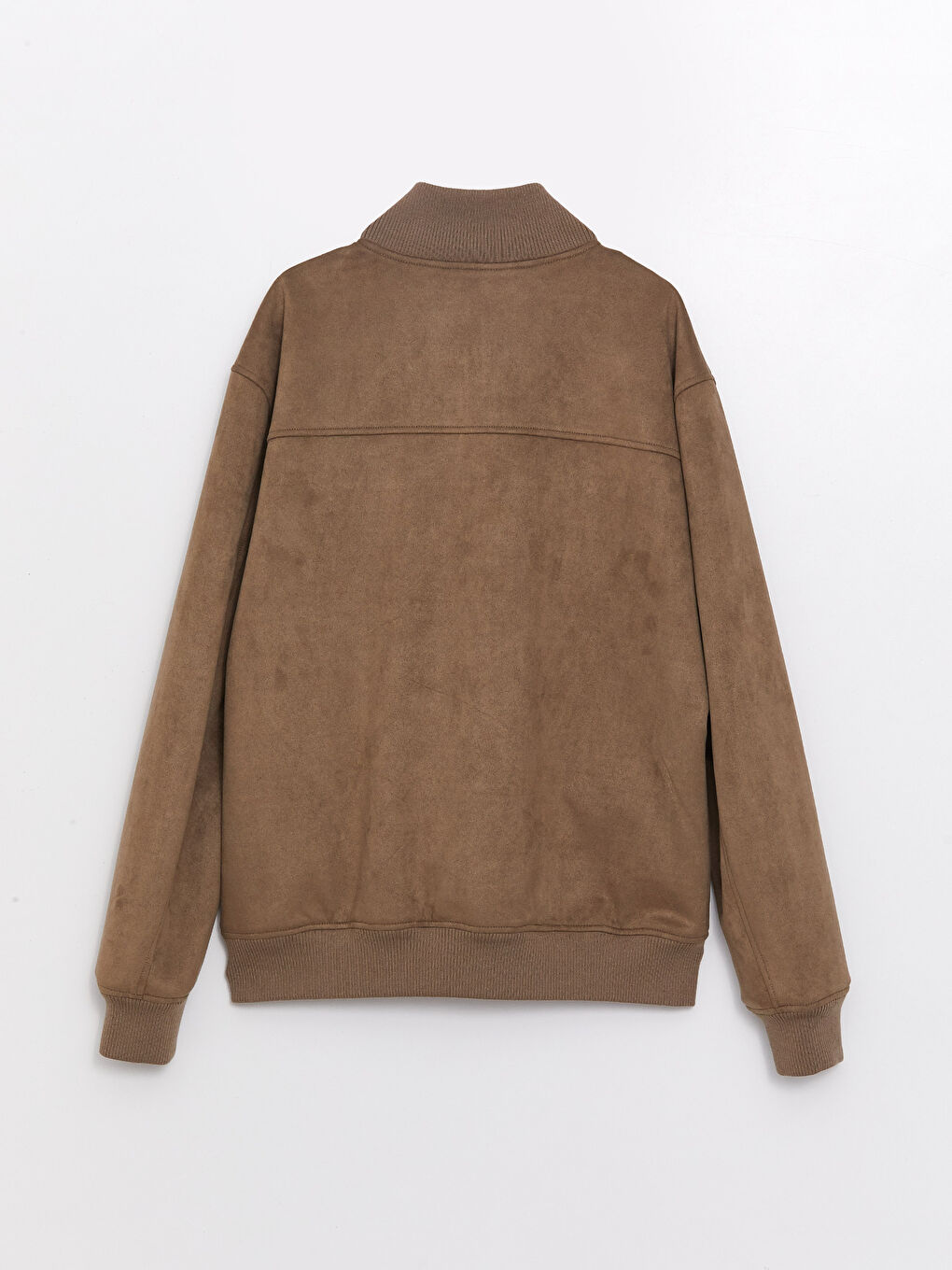 Bej Standart Kalıp Dik Yaka Süet Erkek Mont-9