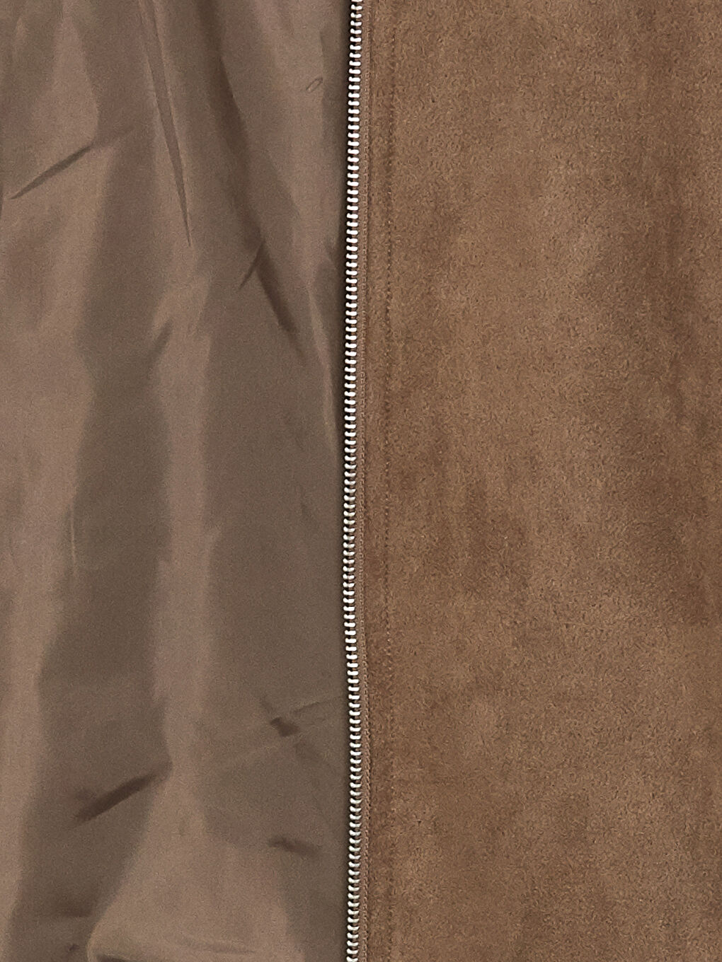 Bej Standart Kalıp Dik Yaka Süet Erkek Mont-10