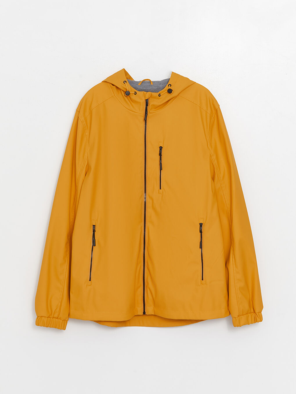 Sarı Standart Kalıp Kapüşonlu Erkek Yağmurluk-6