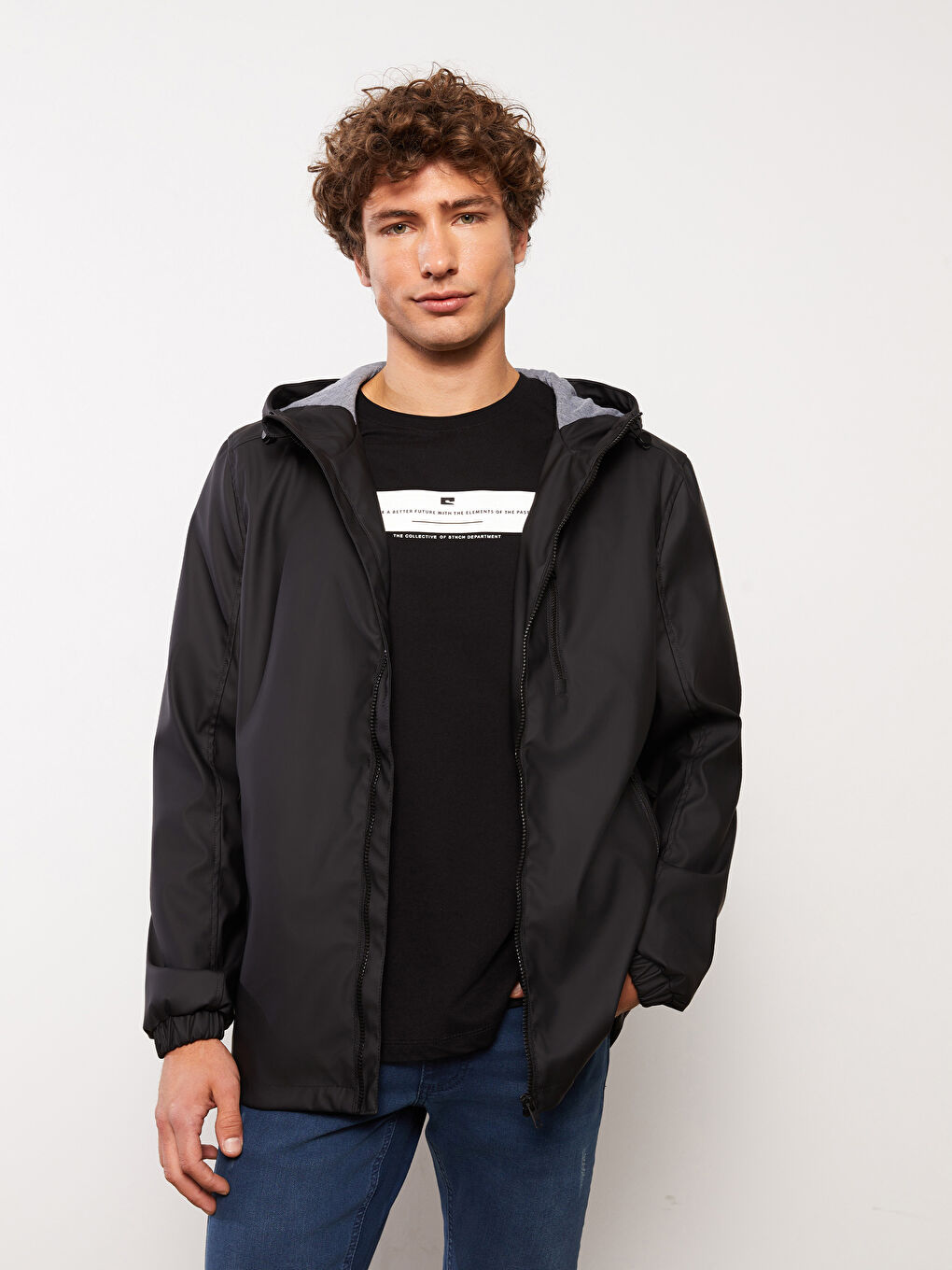 Regular Fit Hooded Men's Raincoat