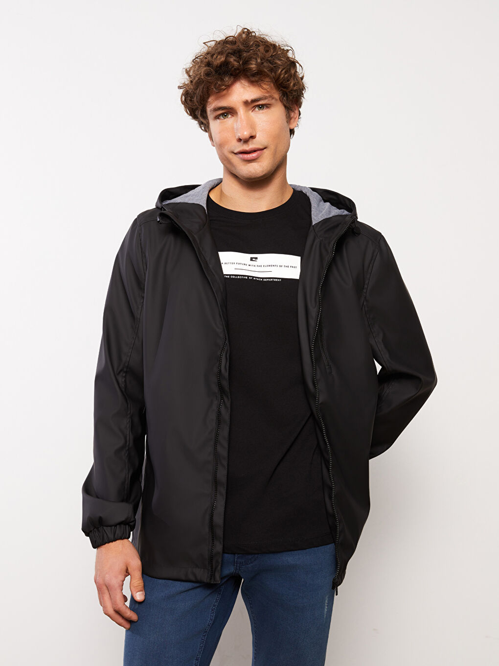 Regular Fit Hooded Men's Raincoat-1